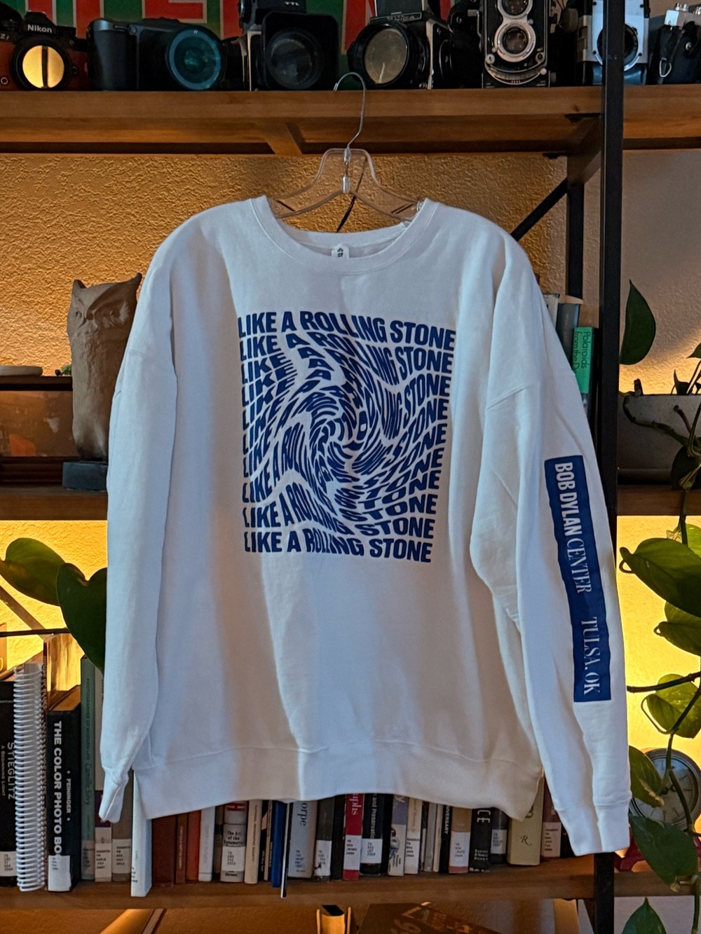 Bob Dylan “Like a Rolling Stone Tultex White Crewneck Sweater Blue Swirl Graphic